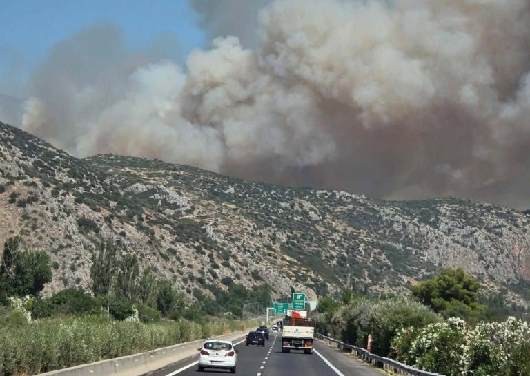 Βοιωτία: Ανεξέλεγκτη η φωτιά στο Ακραίφνιο – Κλειστή η Αθηνών-Λαμίας (photo+video)