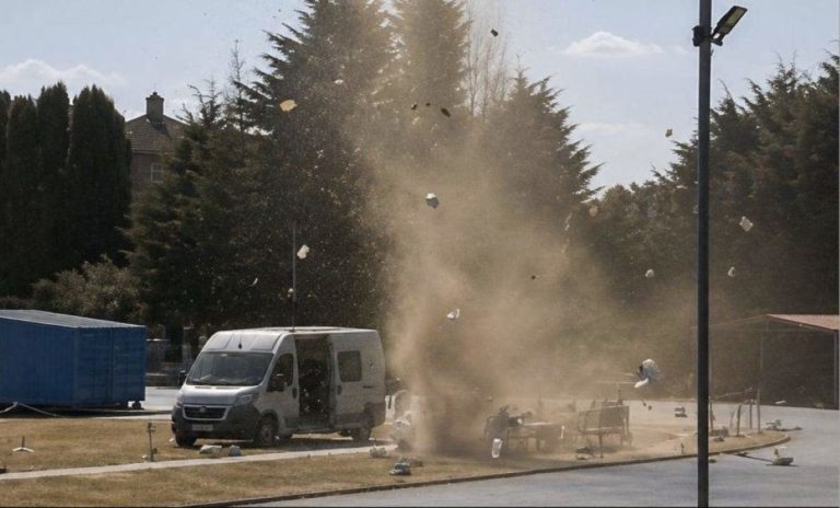 Η στιγμή που ανεμοστρόβιλος παρασύρει κριτές, εκτοξεύει εθελοντές και σκορπά χάος σε παιδικούς αγώνες στίβου (Video)