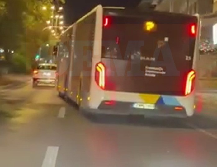 Λεωφορείο κάνει… σλάλομ και περνά κόκκινα στη Μεσογείων!