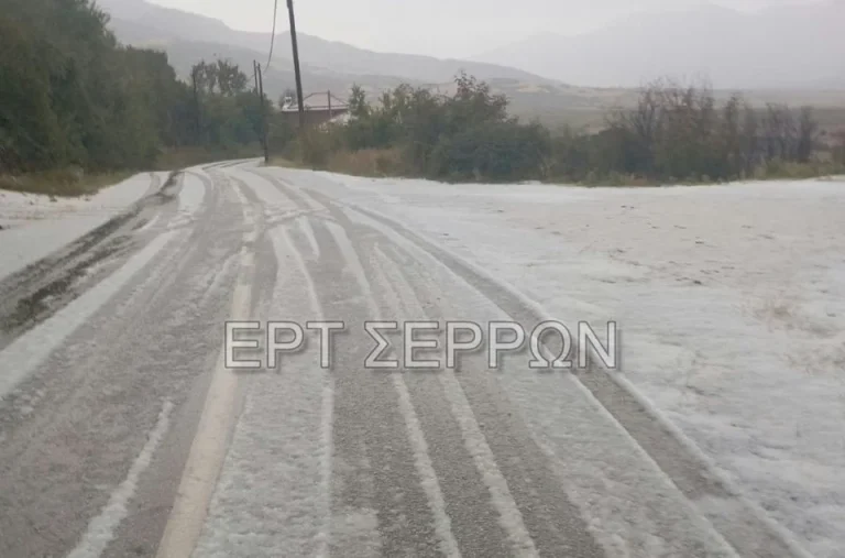 Σέρρες: Σφοδρή χαλαζόπτωση «έντυσε» στα λευκά χωριά της Νέας Ζίχνης (PHOTOS)